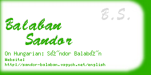 balaban sandor business card